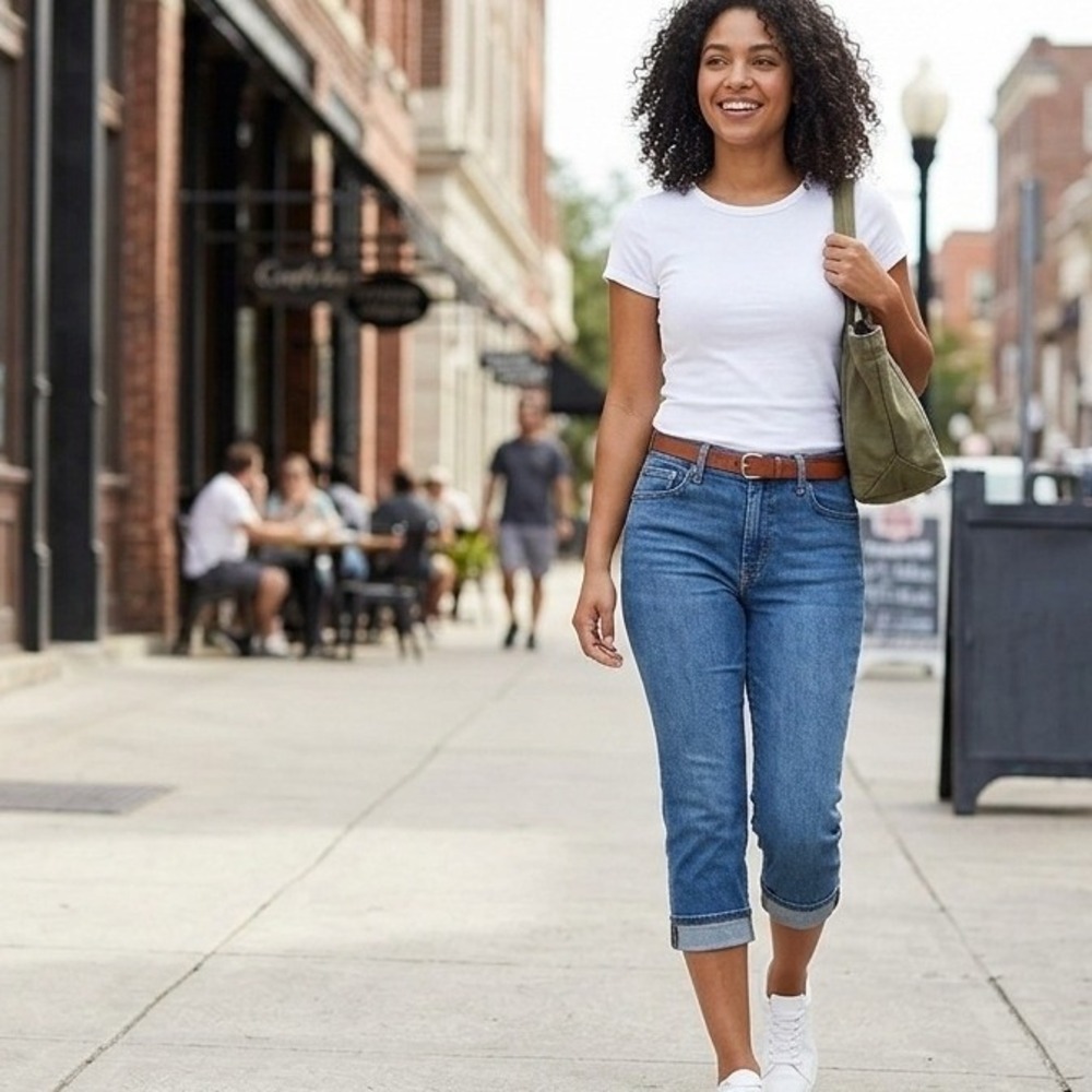 Levis 515 Capri Jeans Womens 4 Medium Wash Blue Denim Cropped Straight Leg Pants